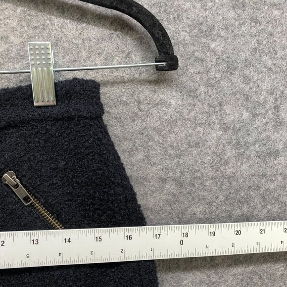 Joie Wool Blend Boucle Mini Skirt Womens XS Black Zip Front Moto Tweed - Picture 7 of 9